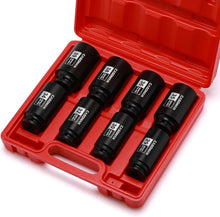 Load image into Gallery viewer, CASOMAN 1/2-Inch Drive Deep Spindle Axle Nut Impact Socket Set,12 Point, 8 Piece 1/2" Heavy Duty Impact Socket Set