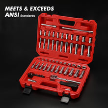 Load image into Gallery viewer, CASOMAN 1/4-Inch Drive Master Socket Set with Ratchets,Universal Joint, Extensions with 1/4’‘ Dr. Bits Set