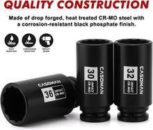 Load image into Gallery viewer, CASOMAN 1/2-Inch Drive Deep Spindle Axle Nut Impact Socket Set,12 Point, 8 Piece 1/2" Heavy Duty Impact Socket Set
