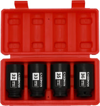 Load image into Gallery viewer, CASOMAN 1/2'' Drive Deep Spindle Axle Nut Impact Socket Set, 6 Point,Heavy Duty Use In Removing And Installing Axle Nuts