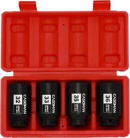 CASOMAN 1/2'' Drive Deep Spindle Axle Nut Impact Socket Set, 6 Point,Heavy Duty Use In Removing And Installing Axle Nuts