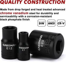 Load image into Gallery viewer, CASOMAN 11PCS Female Torx Socket Set, E Torx &amp; Star Socket Set with Rail, E4 - E20 Torque Sockets