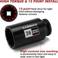 Load image into Gallery viewer, CASOMAN 1/2-Inch Drive Deep Spindle Axle Nut Impact Socket Set,12 Point, 8 Piece 1/2" Heavy Duty Impact Socket Set