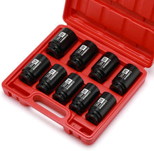 Load image into Gallery viewer, CASOMAN 1/2- Inch Drive Deep Spindle Axle Nut Impact Socket Set, 6 Point, CR-MO, Metric, 29mm-38mm, 9-Piece 1/2" Dr. Deep Impact Socket Set
