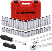 Load image into Gallery viewer, CASOMAN 1/4-Inch Drive Master Socket Set with Ratchets,Universal Joint, Extensions with 1/4’‘ Dr. Bits Set