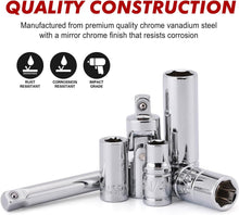Load image into Gallery viewer, CASOMAN 1/4-Inch Drive Master Socket Set with Ratchets,Universal Joint, Extensions with 1/4’‘ Dr. Bits Set