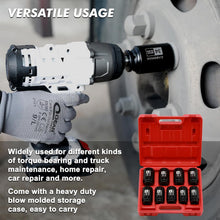 Load image into Gallery viewer, CASOMAN 1/2- Inch Drive Deep Spindle Axle Nut Impact Socket Set, 6 Point, CR-MO, Metric, 29mm-38mm, 9-Piece 1/2" Dr. Deep Impact Socket Set