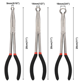 CASOMAN 3-Piece 11-Inch Hose Gripper Pliers Set, 5/16-, 1/2- & 3/4-Inch Diameter, Offset Serrated Jaws, Black & Red