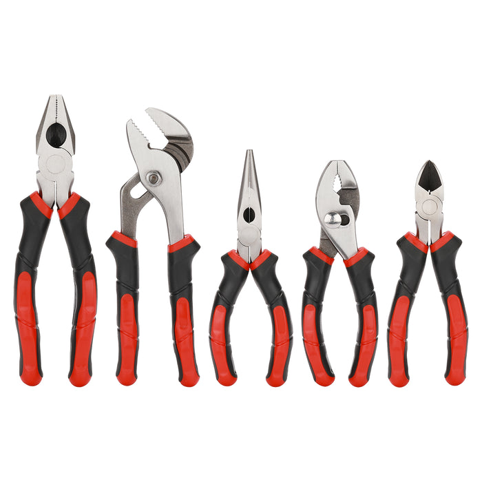 CASOMAN 5-Piece Cr-Ni Pliers Set, 6" Long Nose Pliers, 6" Slip Joint Pliers, 6" Diagonal Cutting Pliers, 8" Linesman Pliers and 8" Groove Joint Pliers