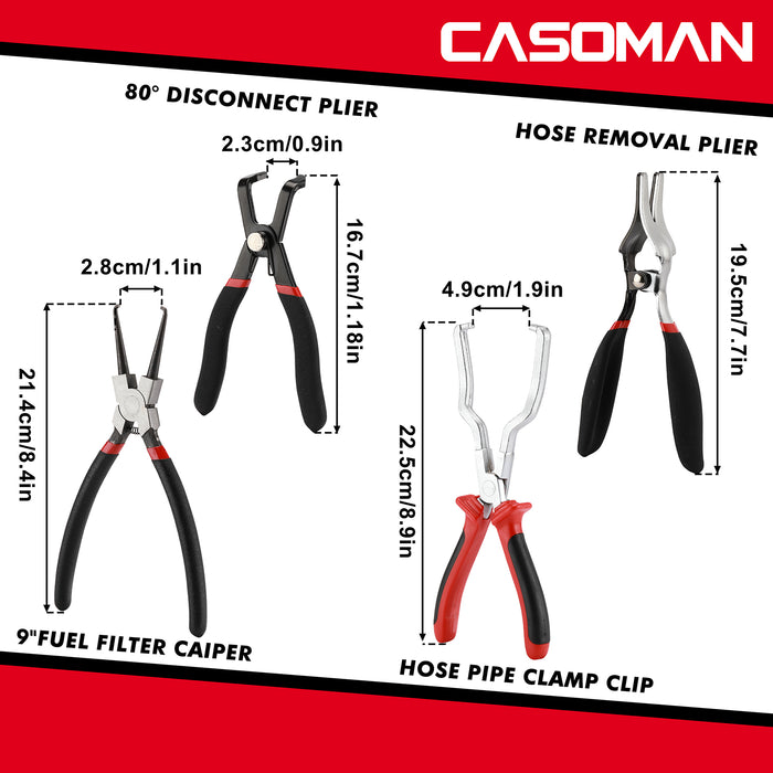CASOMAN 4PCS Fuel Line Pliers Set, Hose Remover Pliers, 9 Inch Fuel Fi —  CASOMAN DIRECT