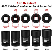 Load image into Gallery viewer, CASOMAN 1-Inch Drive Budd Socket Set, 33mm,35mm,38mm,1-1/2",41mm, Metric &amp; SAE, CR-MO