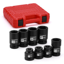 Load image into Gallery viewer, CASOMAN 8-Piece 1-Inch Drive Impact Socket Set, Metric &amp; SAE, Truck Socket Wheel Service Impact Socket Set, 6-Point/Square Design, CR-MO