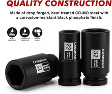Load image into Gallery viewer, CASOMAN 3/4" Drive Deep Impact Socket Set, 13Piece Jumbo Socket Assortment, Metric(17mm to 41mm), 6-Point, Include 1/2" F to 3/4" M Adapter, CR-MO Steel