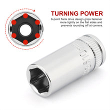 Load image into Gallery viewer, CASOMAN 13PCS 1/4"Drive Mid-Length Socket Set, 6-Point, Mirror Chrome Finish, Metric, 4mm to 15 mm
