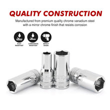 Load image into Gallery viewer, CASOMAN 13PCS 1/4"Drive Mid-Length Socket Set, 6-Point, Mirror Chrome Finish, Metric, 4mm to 15 mm