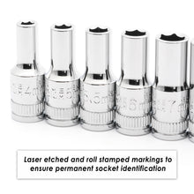 Load image into Gallery viewer, CASOMAN 13PCS 1/4"Drive Mid-Length Socket Set, 6-Point, Mirror Chrome Finish, Metric, 4mm to 15 mm