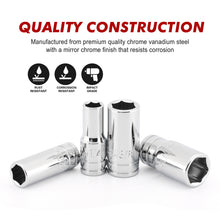 Load image into Gallery viewer, CASOMAN 10PCS 1/4"Drive 6 Pt. Mid-Length Socket Set, SAE, 3/16" to 9/16", Mirror Chrome Finish