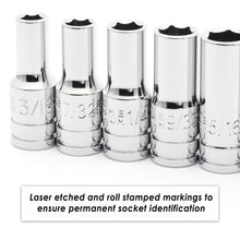 Load image into Gallery viewer, CASOMAN 10PCS 1/4"Drive 6 Pt. Mid-Length Socket Set, SAE, 3/16" to 9/16", Mirror Chrome Finish