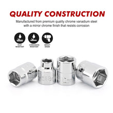 Load image into Gallery viewer, CASOMAN 14 Piece 3/8" Drive 6 Point Stubby Socket Set, Metric, Mirror Chrome Finish, 6,7,8,9,10,11,12,13,14,15,16,17,18,19mm