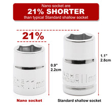 Load image into Gallery viewer, CASOMAN 14 Piece 3/8" Drive 6 Point Stubby Socket Set, Metric, Mirror Chrome Finish, 6,7,8,9,10,11,12,13,14,15,16,17,18,19mm