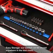 Load image into Gallery viewer, CASOMAN 14 Piece 3/8" Drive 6 Point Stubby Socket Set, Metric, Mirror Chrome Finish, 6,7,8,9,10,11,12,13,14,15,16,17,18,19mm