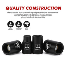 Load image into Gallery viewer, CASOMAN 14PCS 1/4"Drive Magnetic Impact Socket Set, Shallow, 6-Point, Metric, 4mm to 15mm, CR-MO Steel