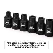Load image into Gallery viewer, CASOMAN 14PCS 1/4"Drive Magnetic Impact Socket Set, Shallow, 6-Point, Metric, 4mm to 15mm, CR-MO Steel