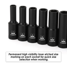 Load image into Gallery viewer, CASOMAN 13PCS 3/8"Drive Magnetic Impact Socket Set, Deep, 6-Point, Metric, 7mm to 19mm, CR-MO
