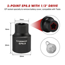 Load image into Gallery viewer, CASOMAN 19PCS External Torx Plus Socket Set, 6 Point EP Socket EP4-EP32 with 1/2'', 3/8'' &amp; 1/4'' Dr, 5 Point EP Socket 1/2'' Dr. EP8.8 Compatible with Tesla, Cr-V Steel