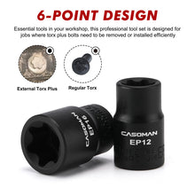 Load image into Gallery viewer, CASOMAN 19PCS External Torx Plus Socket Set, 6 Point EP Socket EP4-EP32 with 1/2'', 3/8'' &amp; 1/4'' Dr, 5 Point EP Socket 1/2'' Dr. EP8.8 Compatible with Tesla, Cr-V Steel