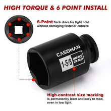 Load image into Gallery viewer, CASOMAN 11PCS 1/2-Inch Drive Large Impact Socket Set, 6 Point, 1-3/8-Inch to 2-Inch, SAE Spindle Axle Nut Impact Socket Set, CR-MO