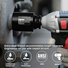 Load image into Gallery viewer, CASOMAN 11PCS 1/2-Inch Drive Large Impact Socket Set, 6 Point, 1-3/8-Inch to 2-Inch, SAE Spindle Axle Nut Impact Socket Set, CR-MO