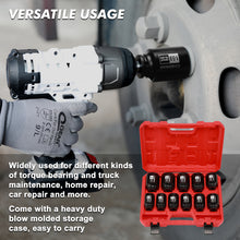 Load image into Gallery viewer, CASOMAN 11PCS 1/2-Inch Drive Large Impact Socket Set, 6 Point, 1-3/8-Inch to 2-Inch, SAE Spindle Axle Nut Impact Socket Set, CR-MO