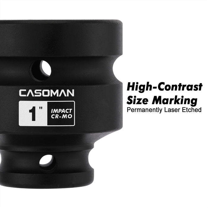 CASOMAN 1/2-Inch Drive x 1-Inch Shallow Impact Socket, SAE, 4-Point Square Socket, 1/2" Drive Axle Nut Socket for Easy Removal of Axle Shaft Nuts, CR-MO