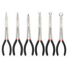 Load image into Gallery viewer, CASOMAN 6PCS 11" Extra Long Pliers Set, Include Extra Long Needle Nose Pliers Set (1"Long Nose Plier, 90°&amp;45° Bent Nose Pliers) &amp; Non-slip Hose Gripper Plier Set(5/16", 1/2", 3/4" Dia)
