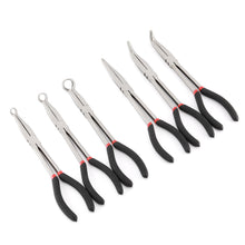 Load image into Gallery viewer, CASOMAN 6PCS 11" Extra Long Pliers Set, Include Extra Long Needle Nose Pliers Set (1"Long Nose Plier, 90°&amp;45° Bent Nose Pliers) &amp; Non-slip Hose Gripper Plier Set(5/16", 1/2", 3/4" Dia)