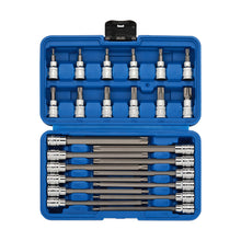 Load image into Gallery viewer, CASOMAN 3/8"Drive Extra Long and Standard Torx Bit Socket Set, 24 Piece Torx Star Bit Set, T10 to T60, Length: 150mm, CR-V &amp; S2 Steel
