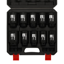 Load image into Gallery viewer, CASOMAN 10PCS 1/2" Drive Deep Spindle Axle Nut Impact Socket Set, 6-Point, Large Socket Set, SAE (1-1/16" to 1-5/8"), CR-MO