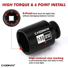 Load image into Gallery viewer, CASOMAN 10PCS 1/2" Drive Deep Spindle Axle Nut Impact Socket Set, 6-Point, Large Socket Set, SAE (1-1/16" to 1-5/8"), CR-MO