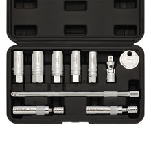 Load image into Gallery viewer, CASOMAN 10PCS 3/8"Drive Magnetic Spark Plug Socket Set, 6PT&amp;12PT, Include Extension Bar, Unviersal Joint &amp; Spark Plug Gapper, CR-V Steel