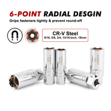 Load image into Gallery viewer, CASOMAN 10PCS 3/8"Drive Magnetic Spark Plug Socket Set, 6PT&amp;12PT, Include Extension Bar, Unviersal Joint &amp; Spark Plug Gapper, CR-V Steel