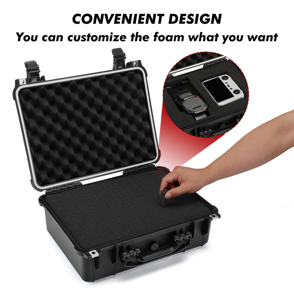 CASOMAN Water-proof Box, with Cush- Proof Sponge, IP67 Water Proof Grade, Customizable Foam, Perfectly Protection of Camera, Drones, Lens,Equipments, 16"x13.2"x7"