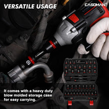 Load image into Gallery viewer, CASOMAN 43-Pieces 1/2" Drive Master Impact Socket Set, Deep and Standard, 6-Point, Metric, 9mm - 30mm, CR-MO Steel, Impact Universal Joint &amp; Extension Bars, with Storage Case