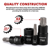 Load image into Gallery viewer, CASOMAN 71-Piece Master Hex &amp; Torx Bit Socket Set, 1/4" &amp; 3/8" &amp; 1/2" Drive, Metric/SAE Hex Bit Sockets, Star Bit Sockets (T6 - T70), E-Torx Sockets (E4 - E24), with Storage Case