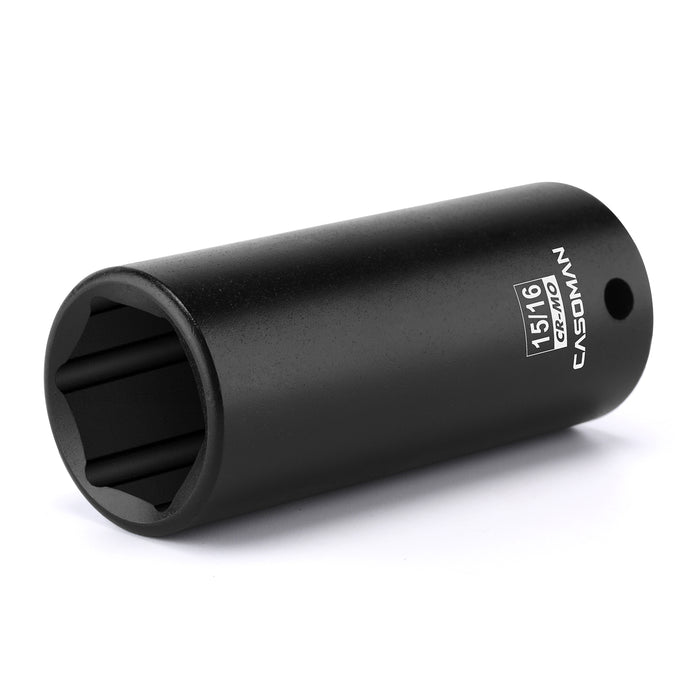 CASOMAN 1/2" Drive x 15/16" Deep Impact Socket, 6-Point, SAE, CR-MO