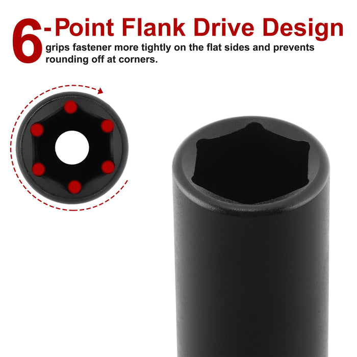 CASOMAN 1/2" Drive x 15/16" Deep Impact Socket, 6-Point, SAE, CR-MO