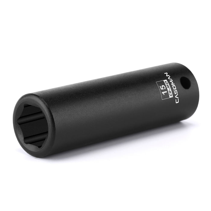 CASOMAN 1/2" Drive x 15mm Deep Impact Socket, 6-Point, Metric, CR-MO