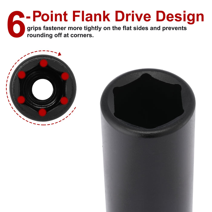 CASOMAN 1/2" Drive x 25mm Deep Impact Socket, 6-Point, Metric, CR-MO