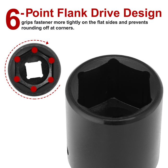 CASOMAN 1/2" Drive x 1-3/16" Impact Socket, 6-Point, SAE, CR-MO