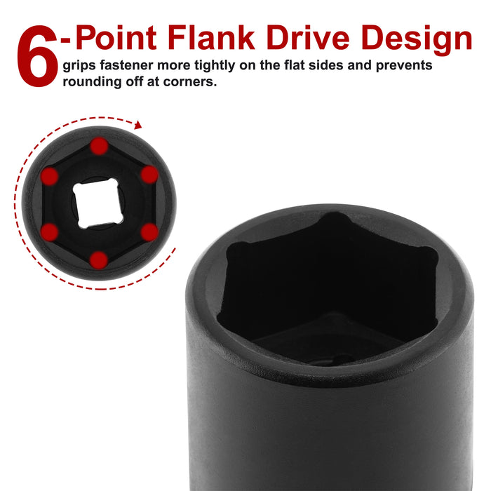 CASOMAN 1/2" Drive x 1-1/4" Impact Socket, 6-Point, SAE, CR-MO